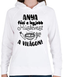 printfashion Anya főzi a legjobb húslevest a világon - Női kapucnis pulóver - Fehér (16564713)