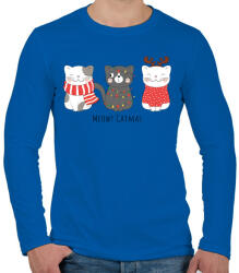 printfashion Meowy Catmas - Férfi hosszú ujjú póló - Királykék (5464387)