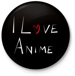 printfashion I love anime - Kitűző, hűtőmágnes - Fekete (3097017)