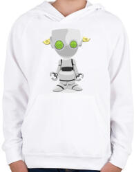 printfashion Robot - Gyerek kapucnis pulóver - Fehér (856684)