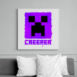 printfashion Minecraft creeper lila - Vászonkép - Fehér (6633408)