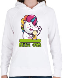 printfashion Unikornis sörrel BEER. OM - Női kapucnis pulóver - Fehér (4654618)
