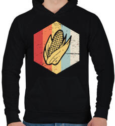 printfashion Retro kukorica - Férfi kapucnis pulóver - Fekete (1190767)
