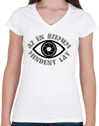 printfashion Az én szemem mindent lát - Fotós - Női V-nyakú póló - Fehér (7258561)