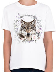 printfashion farkas virágokkal - Gyerek póló - Fehér (15110262)