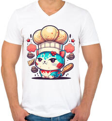 printfashion Baby cat - Férfi V-nyakú póló - Fehér (15102856)