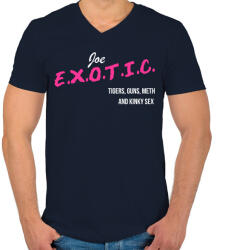 printfashion Joe Exotic - Férfi V-nyakú póló - Sötétkék (2534052)
