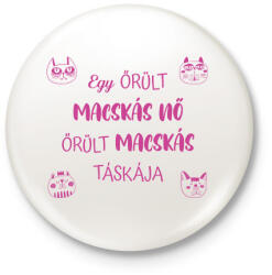 printfashion Őrült macskás táskája - Kitűző, hűtőmágnes - Fehér (7005101)