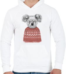 printfashion Winter koala (red) - Férfi kapucnis pulóver - Fehér (464376)