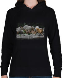 printfashion cica és capybarák - Női kapucnis pulóver - Fekete (14648982)
