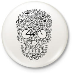 printfashion Biciklis koponya - Kitűző, hűtőmágnes - Fehér (3074149)