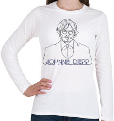 printfashion Johhny Depp - Vonalas - Női hosszú ujjú póló - Fehér (7295253)