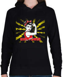 printfashion GIRL POWER - Női kapucnis pulóver - Fekete (10450531)