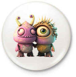 printfashion Vicces Szörnyecskés - cuki, csúnya, szerelmes minta - Kitűző, hűtőmágnes - Fehér (11869318)