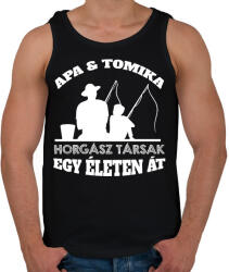 printfashion Horgász társ - Apa és fia névvel - Férfi atléta - Fekete (13783039)