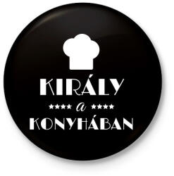 printfashion Király a konyhában - Kitűző, hűtőmágnes - Fekete (3098912)