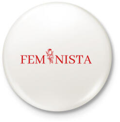 printfashion Feminista rózsával - Kitűző, hűtőmágnes - Fehér (8534956)