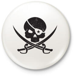 printfashion Kalóz koponya - Kitűző, hűtőmágnes - Fehér (3073819)