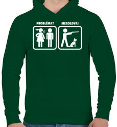 printfashion Probléma? Megoldva! - Vadászat - Férfi kapucnis pulóver - Sötétzöld (1226431)