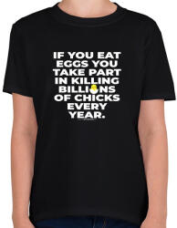 printfashion If you eat eggs. . . - vegán aktivista grafika - #10 - Gyerek póló - Fekete (3910351)