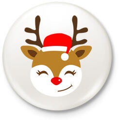 printfashion Rénszarvas - Kitűző, hűtőmágnes - Fehér (11124826)