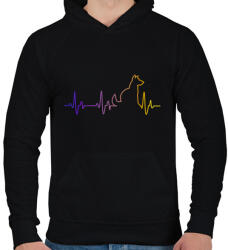 printfashion Kutyás szívdobbanás - Férfi kapucnis pulóver - Fekete (16745669)