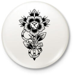 printfashion Rose-01 - Kitűző, hűtőmágnes - Fehér (5256127)