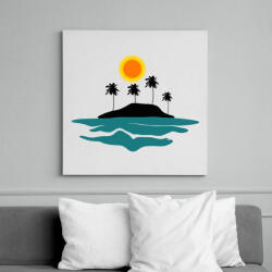 printfashion sziget-pálmafák-nap-tenger - Vászonkép - Fehér (6626881)