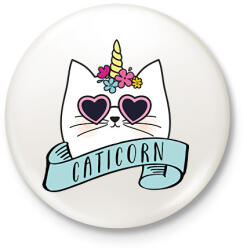 printfashion Caticorn - Kitűző, hűtőmágnes - Fehér (13762742)