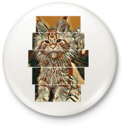 printfashion Cica - Kitűző, hűtőmágnes - Fehér (7266988)