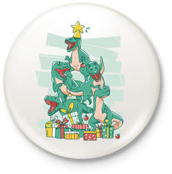 printfashion Dínó karácsonyfa - Kitűző, hűtőmágnes - Fehér (14740756)