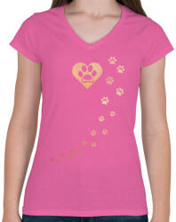 printfashion Tappancsok - Női V-nyakú póló - Rózsaszín (460456)