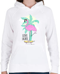 printfashion Gördeszkás flamingó - Női kapucnis pulóver - Fehér (3022759)