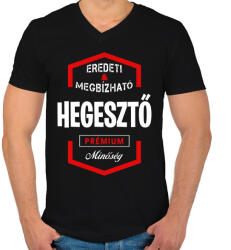 printfashion Hegesztő prémium minőség - Férfi V-nyakú póló - Fekete (1430877)