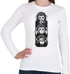 printfashion 3 majom - Női hosszú ujjú póló - Fehér (5275848)