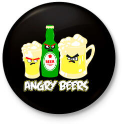 printfashion Angry Beers - Kitűző, hűtőmágnes - Fekete (3098942)