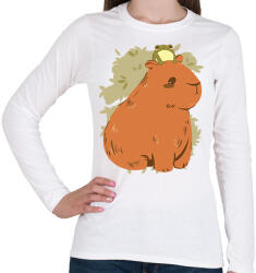 printfashion Capybara és béka - Női hosszú ujjú póló - Fehér (13954582)
