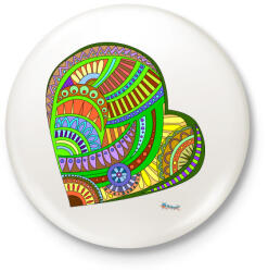 printfashion Mandala szív - Kitűző, hűtőmágnes - Fehér (3077002)