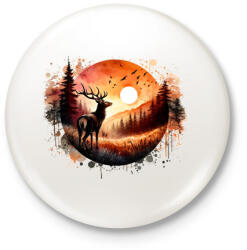 printfashion Szarvas - erdei naplemente - ajándék vadászoknak - Kitűző, hűtőmágnes - Fehér (15385157)
