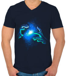 printfashion Illúzió - Férfi V-nyakú póló - Sötétkék (81744)