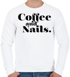 printfashion Coffee and Nails - Kávé és körmök - Férfi pulóver - Fehér (10979091)