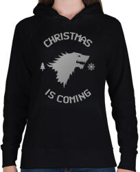 printfashion CHRISTMAS IS COMING - Női kapucnis pulóver - Fekete (10133683)
