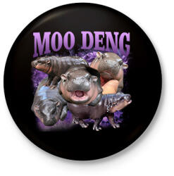 printfashion Moo Deng - Kitűző, hűtőmágnes - Fekete (16744324)