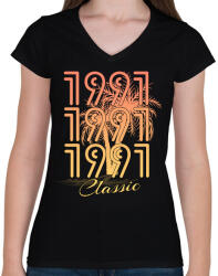 printfashion 1991 - Női V-nyakú póló - Fekete (12233442)