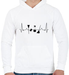 printfashion Takarító EKG - Férfi kapucnis pulóver - Fehér (9283284)
