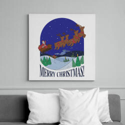 printfashion Karácsony télapó szánon - Vászonkép - Fehér (6638970)