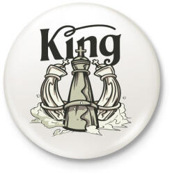 printfashion Sakk king - Király - Kitűző, hűtőmágnes - Fehér (4942727)