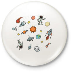 printfashion Világűr - űrhajós- rakéta - Kitűző, hűtőmágnes - Fehér (4649668)