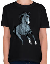 printfashion Horse - Gyerek póló - Fekete (4247115)