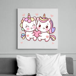 printfashion Szerelmes unikornisok - Vászonkép - Fehér (11883970)